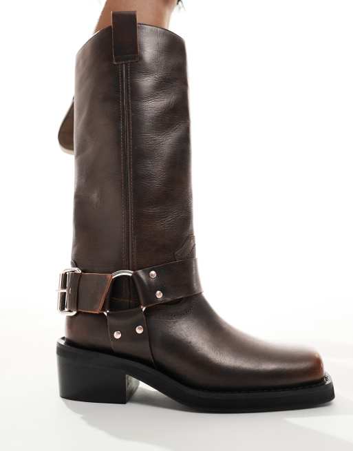 Cowboystiefel Braune Biker Stiefel Sendra Herren Biker Boots 13416