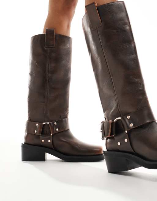 ASOS DESIGN – Chief – Bruna bikerboots i läder, 2 av 4