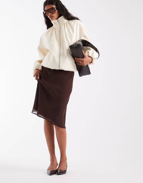 ASOS DESIGN chiffon 90s slip skirt in co ord - view 1
