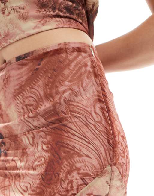 ASOS DESIGN chiffon asymmetric hem midi skirt in paisley print, 4 of 5