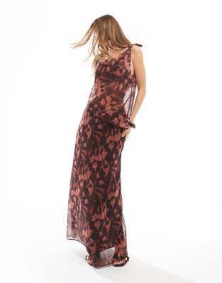 ASOS DESIGN ASOS DESIGN chiffon bias maxi skirt in blurred floral-Multi