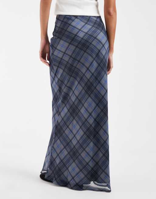 ASOS DESIGN chiffon bias maxi skirt in check, 4 of 5