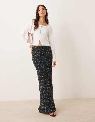 chiffon bias maxi skirt in floral-Multi