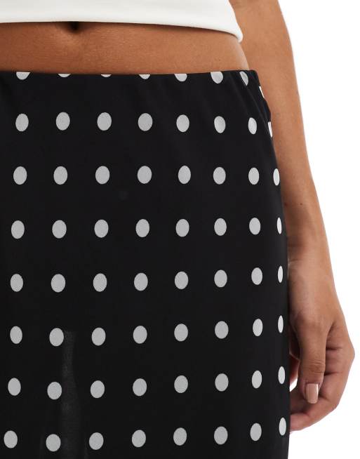 ASOS DESIGN chiffon bias maxi skirt in polka dot