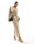 [ASOS DESIGN] ASOS DESIGN chiffon bias maxi skirt in snake print-Multi S Snake Print