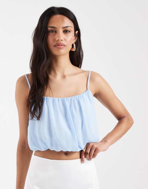 ASOS DESIGN chiffon bubble cami top in blue co ord, 3 of 4