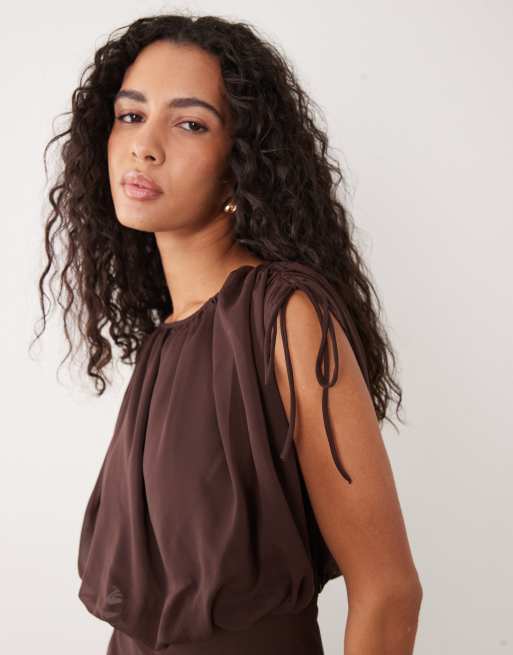 ASOS DESIGN chiffon bubble top maxi dress, 3 of 4