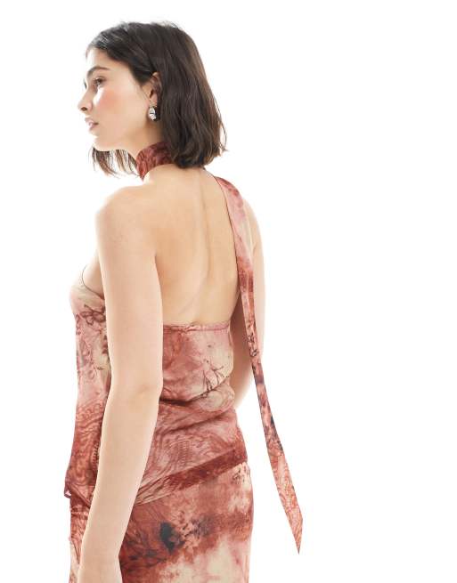 ASOS DESIGN chiffon chiffon scarf top in paisley print