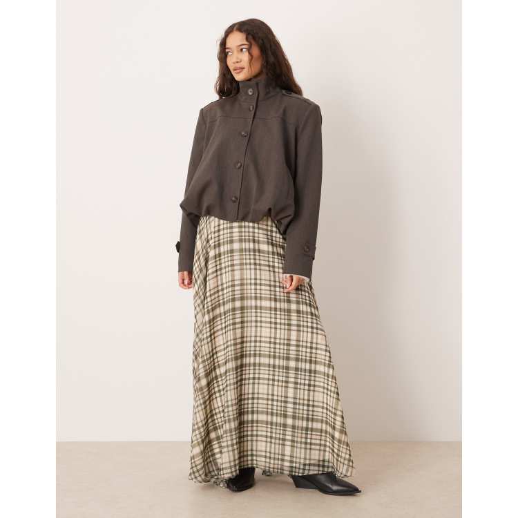 ASOS DESIGN chiffon circle maxi skirt in plaid | ASOS
