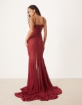 [ASOS DESIGN] ASOS DESIGN chiffon cut about seam detail maxi slip dress in burgundy-Red 14 Burgundy