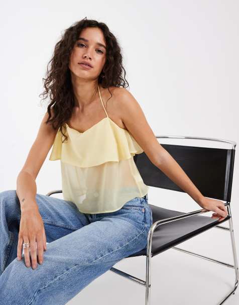 ASOS DESIGN chiffon double layer halter top in co ord - view 1