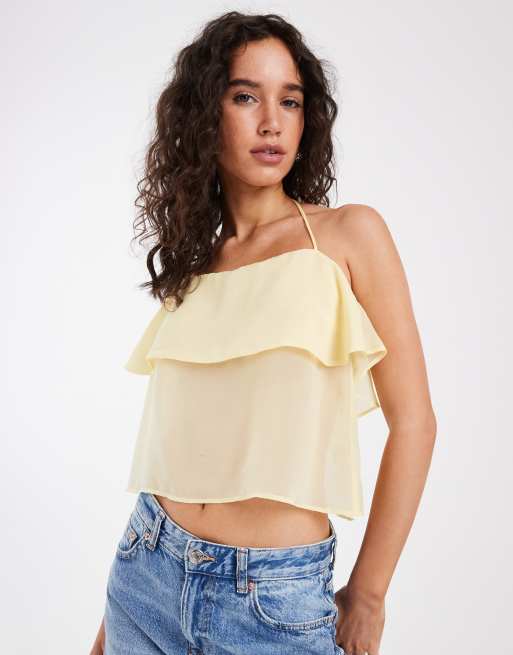 ASOS DESIGN chiffon double layer halter top in co ord, 3 of 4