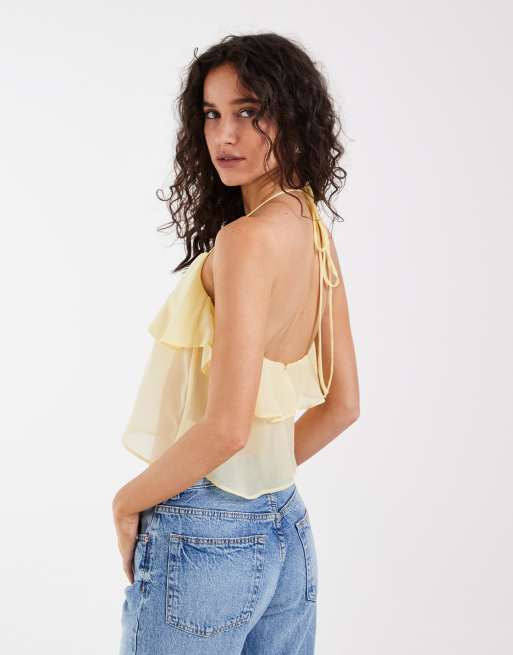 ASOS DESIGN chiffon double layer halter top in co ord, 4 of 4