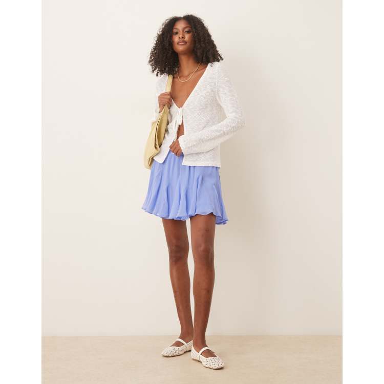 JILTU flare mini skirt Blue ブルー S Flared Pleated Mini Skirt With Pockets| Stylish Flared Mini
