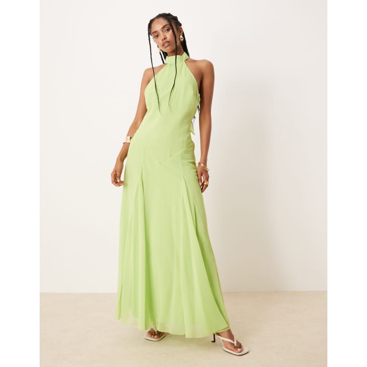 ★overdue flair★ LOW WAIST CONTRAST MAXI DRESS_BROWN/LIME LOW WAIST CONTRAST MAXI DRESS_BROWN/LIME - overdue flair