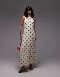 [ASOS DESIGN] ASOS DESIGN chiffon high neck halter maxi dress in cream polka dot-Multi 10 Polka Dot