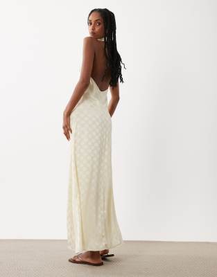 Asos Design Chiffon High Neck Halter Maxi Dress In White