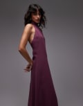 [ASOS DESIGN] ASOS DESIGN chiffon high neck halter maxi dress in plum-Purple 12 Plum