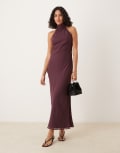 [ASOS DESIGN] ASOS DESIGN chiffon high neck midi dress in grape-Purple 10 Grape