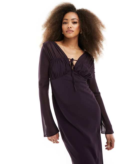 sachin and babi light blue dress Tony Berkeley 1970 Purple Chiffon Balloon Sleeve Capelet Dress –  Featherstone Vintage main image 1