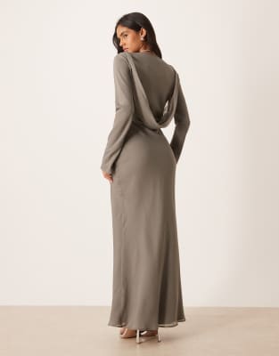 chiffon dress grey Unique Grey Blue Chiffon Off Shoulder Wedding Dresses, Bridal Gown, MW592