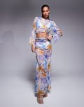 [ASOS DESIGN] ASOS DESIGN chiffon maxi skirt in shell print (part of a set)-Multi 14 Shell print