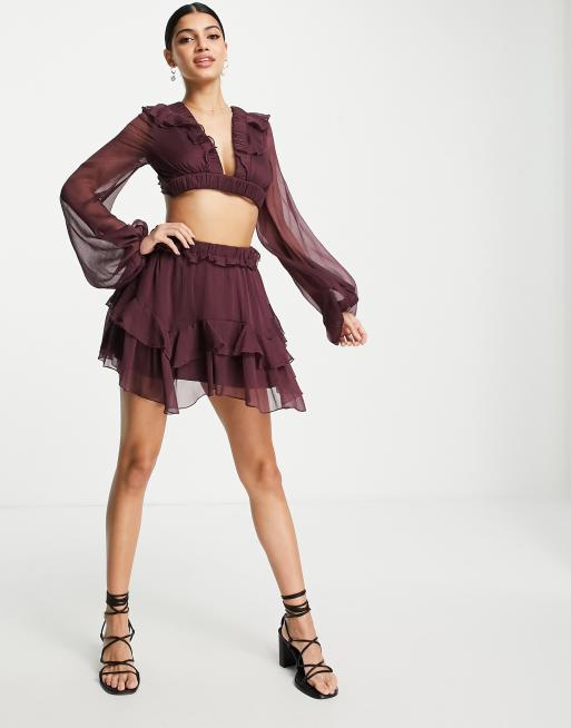 Burgundy skirt clearance asos