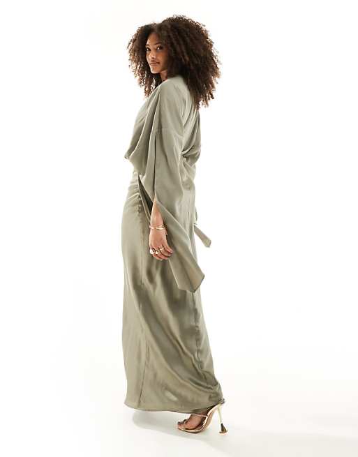 ASOS DESIGN chiffon overlay satin bias cut maxi dress in ASOS DESIGN chiffon overlay satin bias cut maxi dress in