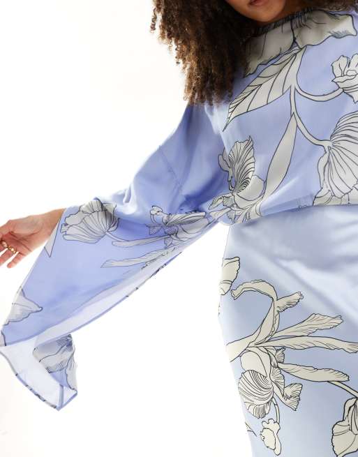 asos design chiffon overlay satin bias maxi dress Satin Dress With Chiffon Overlay Chiffon Overlay Asos Cornflower Blue Dress  ASOS ASOS DESIGN Chiffon Overlay