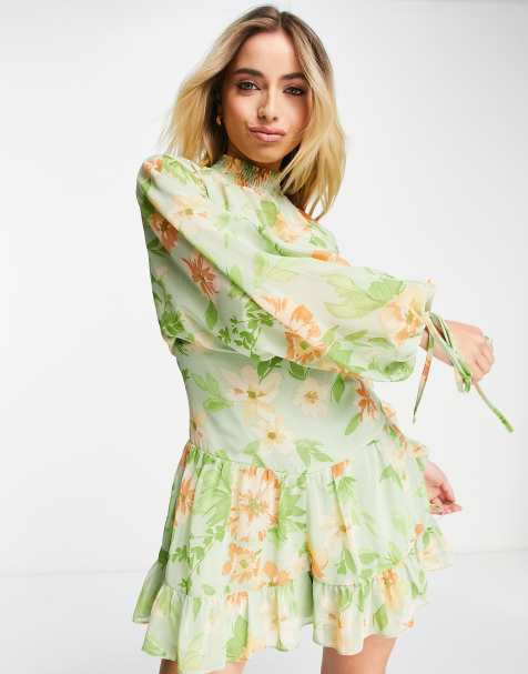 ASOS DESIGN - Chiffon-playsuit med korsetdetalje og blomstermønster - view 1