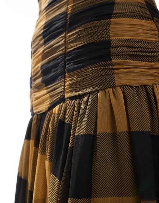 slim fit dress slacks Kashia Draped Satin Maxi Dress Brown | Black Tie Evening Dress | Draped Skirt main image 1