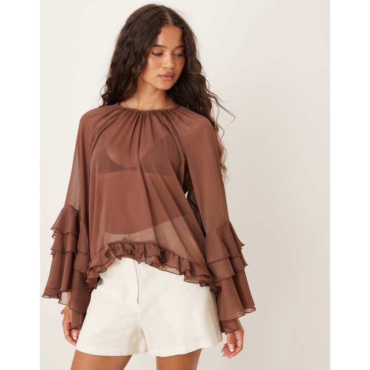トップス deres half sleeve blouse chocolate deres/ half sleeve blouse(chocolate)