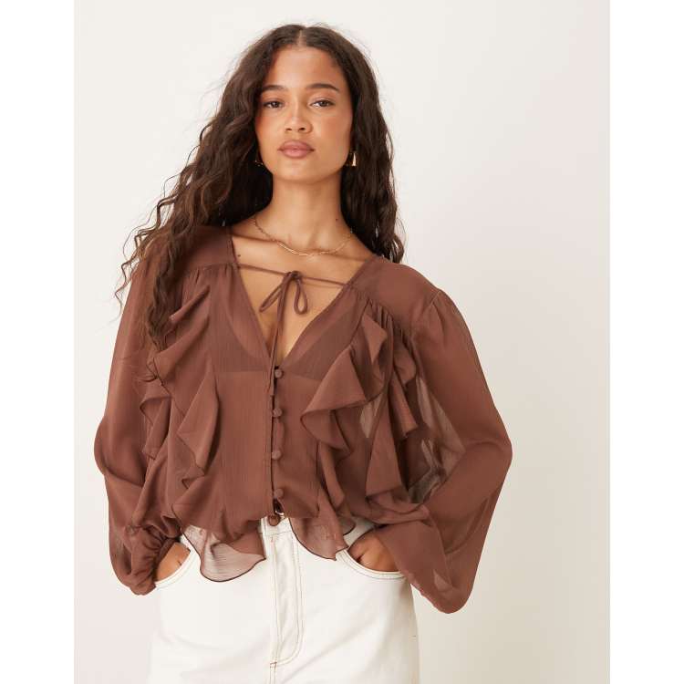 トップス AMERI RUFFLE FRILL CHIFFON BLOUSE トップス AMERI RUFFLE FRILL CHIFFON BLOUSE Ameri（アメリ）の