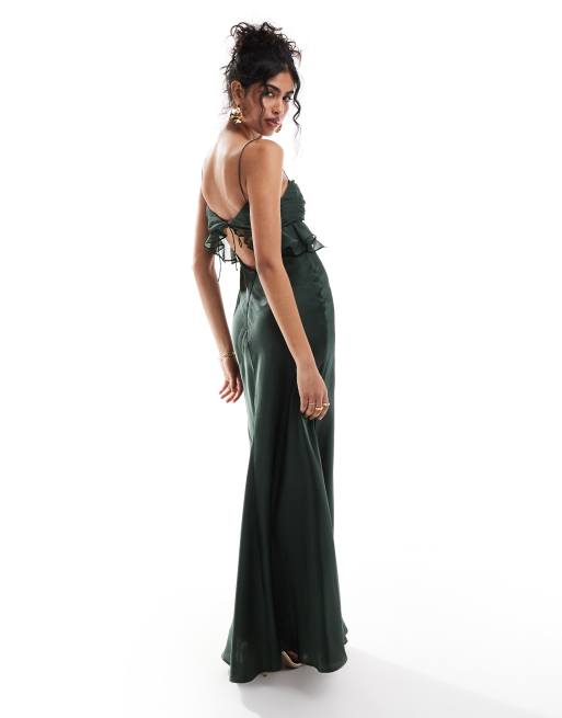 green emerald velvet dress Tilly Satin High Neck Bridesmaid Dress