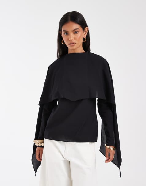 ASOS DESIGN chiffon scarf detail sheer blouse in black - view 1