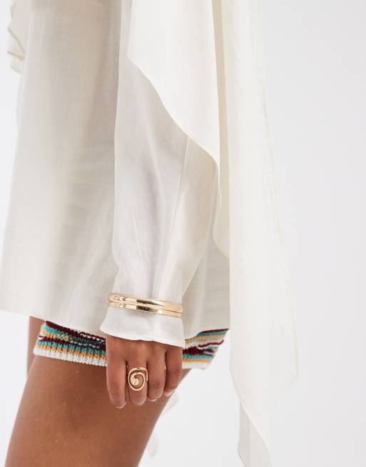ASOS DESIGN chiffon scarf detail sheer blouse in ivory, 3 of 4