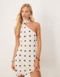 [ASOS DESIGN] ASOS DESIGN chiffon scarf neck mini dress in polka dot-Multi 10 Cream polka dot