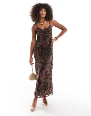 Animal Print Scoop Neck Midi Cami Dress