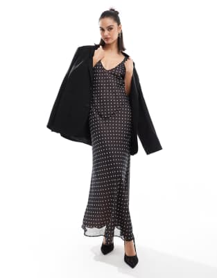 ASOS DESIGN chiffon seam detail maxi dress in pink polka dot - view 1