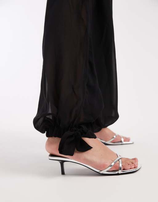 ASOS DESIGN chiffon sheer balloon trouser in black, 5 of 5