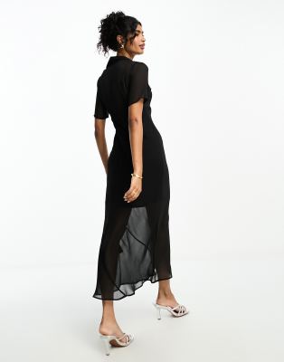 florere hybrid knit satin midi dress Knit & Satin Peplum Halterneck Dress – Florere