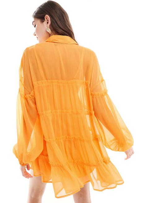 sachin and babi light blue dress Yellow Chiffon Long Sleeve Pleated Maternity Maxi Dress – PinkBlush main image 0