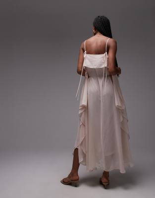 Asos Design Chiffon Trapeze Maxi Dress In Pink