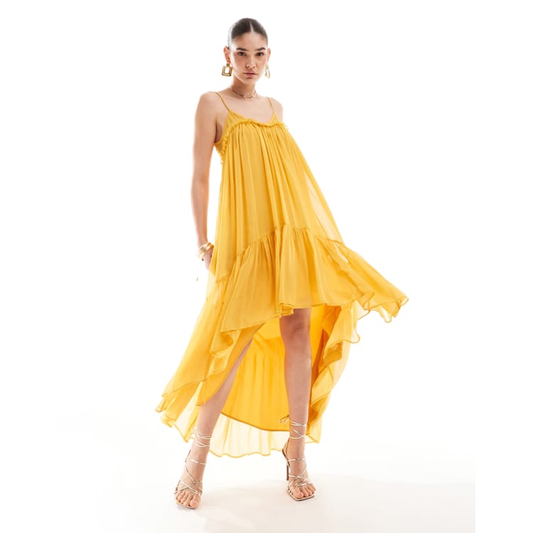 Chiffon mskoler mustard dress