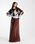 [ASOS DESIGN] ASOS DESIGN chiffon volume maxi skirt in chocolate-Brown 12 Chocolate