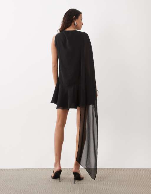 ASOS DESIGN chiffongklänning med draperad scarfdetalj, miniklänning, 3 av 4