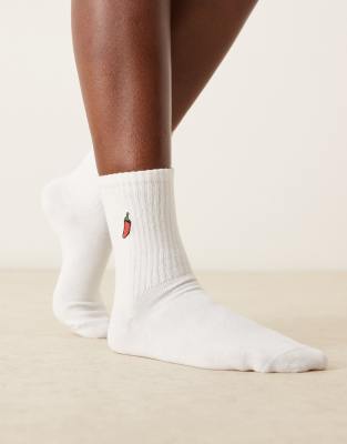 Asos Design Chili Design Socks In Pink