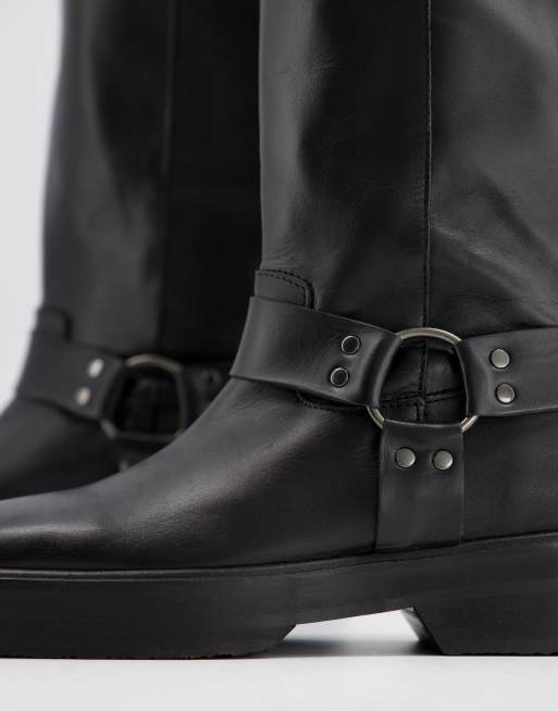 Black leather outlet harness boots