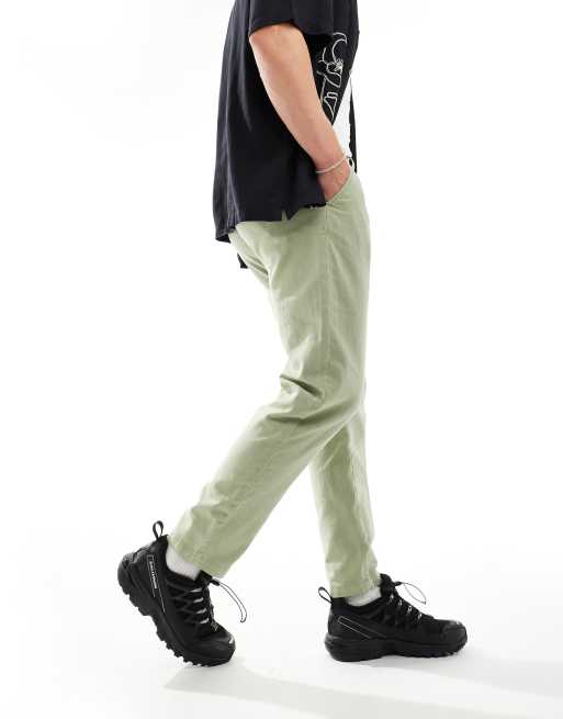 ASOS DESIGN - Chino affusolati verdi in lino