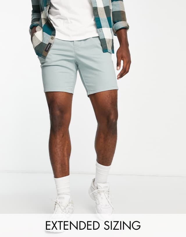 ASOS DESIGN chino cigarette shorts in light blue